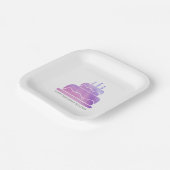 ピンク&パープルウォーターカラーケーキハッピーバースデー ペーパープレート (傾斜あり)