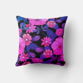 ピンク&パープルカラーフローラプリント装飾用クッション クッション (裏面)