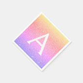 ピンク – パープルグリッター&スパークルモノグラム誕生日 スタンダードカクテルナプキン (角)