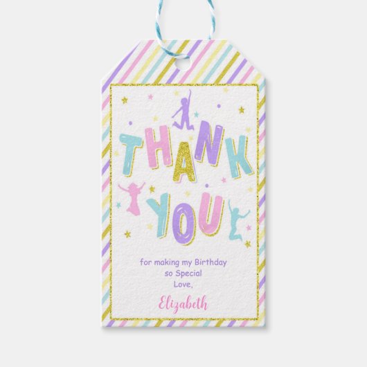 ピンク&パープルジャンプギフトラベル ギフトタグ (正面)