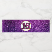 ピンク&パープルスウィート16スパークルグリッター宝石 ペットボトルラベル (シングルラベル)