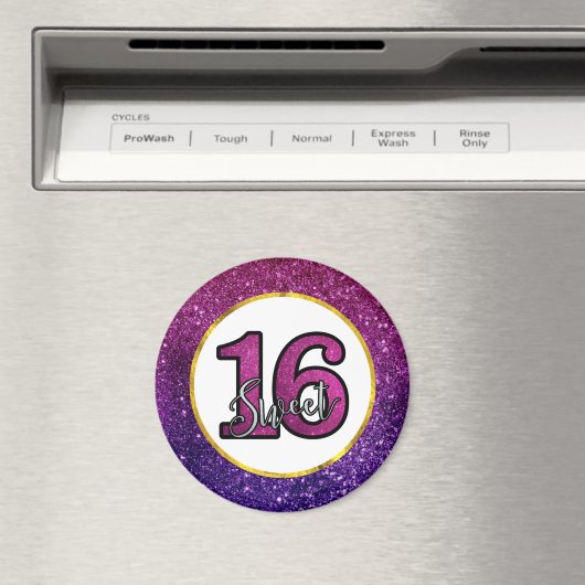 ピンク&パープルスウィート16スパークルグリッター宝石 マグネット (インサイチュ (食洗機))