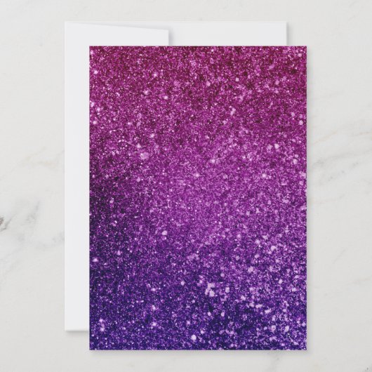 ピンク&パープルスウィート16スパークルグリッター宝石 招待状 (裏面)