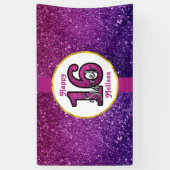 ピンク&パープルスウィート16スパークルグリッター宝石 横断幕 (縦)