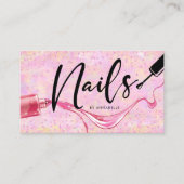 ピンク&パープルスパークリー爪、 ネイルモノグラム 名刺 (正面)