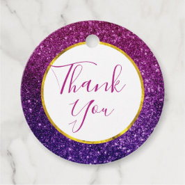 ピンク&パープルスパークルグリッター宝石ありがとう フェイバータグ