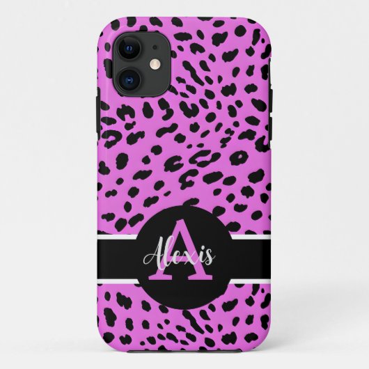 ピンク/パープルチーズプリントモノグラムのiPhoneケース Case-Mate iPhoneケース (裏面)