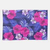 ピンク&パープルトロピカル – 明るいハイビスカスデザイン キッチンタオル (横)