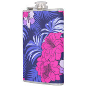 ピンク&パープルトロピカル – 明るいハイビスカスデザイン フラスク (左)