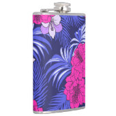 ピンク&パープルトロピカル – 明るいハイビスカスデザイン フラスク (右)