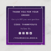 ピンク&パープルネオン輝く輝きありがとうクール スクエア名刺 (裏面)