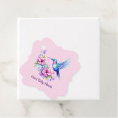 ピンク&パープルハミングバードフローラガールベビーシャワー フェイバータグ (インサイチュ)