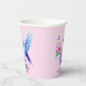 ピンク&パープルハミングバードフローラガールベビーシャワー 紙コップ (右)
