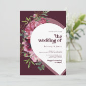 ピンク&パープルハートロマンチック結婚式招待状 招待状 (スタンド正面)