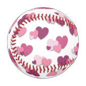 ピンク&パープルハート 野球ボール (正面左)