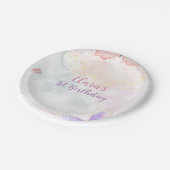 ピンク&パープルバタフライバースデーパーティー紙プレート ペーパープレート (アングル)