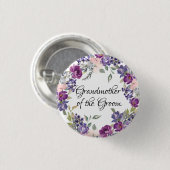 ピンク&パープルバラフローラグルーム祖母 缶バッジ (正面&裏面)