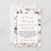 ピンク&パープルバラ悔やみや弔慰メモリサンキューカード サンキューカード (正面)