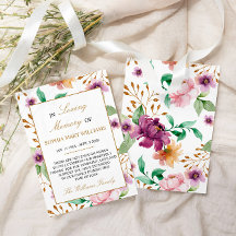 ピンク&パープルバラ悔やみや弔慰メモリサンキューカード