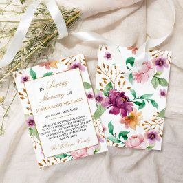 ピンク&パープルバラ悔やみや弔慰メモリサンキューカード サンキューカード