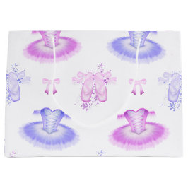 ピンク&パープルバレエ誕生日ツツ&ポインテシューズ ラージペーパーバッグ