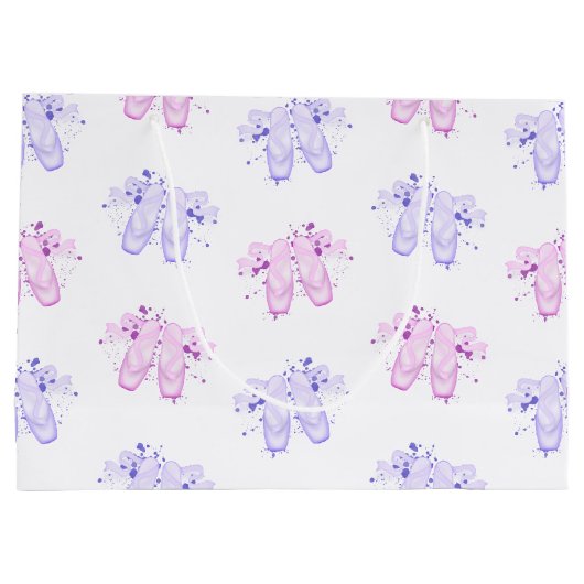 ピンク&パープルバレエ誕生日ポインテシューズ ラージペーパーバッグ (裏面)