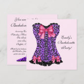 ピンク&パープルヒョウ集合パープルバチェロレッテP 招待状 (正面/裏面)
