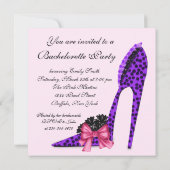 ピンク&パープルヒョウ集合パープルバチェロレッテP 招待状 (裏面)