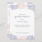 ピンク&パープルピーニーキンセアニェラパーティー 招待状 (正面/裏面)