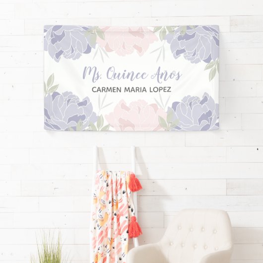 ピンク&パープルピーニーキンセアニェラパーティー 横断幕 (インサイチュ)