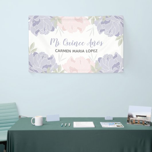 ピンク&パープルピーニーキンセアニェラパーティー 横断幕 (トレードショー)