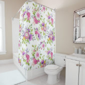 ピンク&パープルピーニーフローラブーケ シャワーカーテン (インサイチュ)