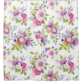 ピンク&パープルピーニーフローラブーケ シャワーカーテン (正面)