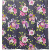 ピンク&パープルピーニーフローラブーケ シャワーカーテン (正面)