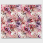 ピンク&パープルフラワーアルコールインクプリント ラッピングペーパー (フラット)