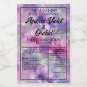 ピンク&パープルフラワーズ化粧品ボトルラベル フードラベル (シングルラベル)