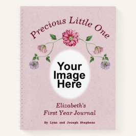 ピンク&パープルフローラつる植物ベビージャーナル ノートブック