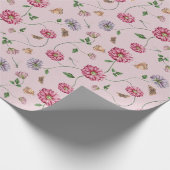 ピンク&パープルフローラつる植物包装紙 ラッピングペーパー (角)