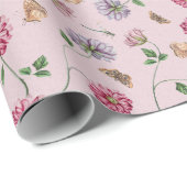 ピンク&パープルフローラつる植物包装紙 ラッピングペーパー (ロールコーナー)