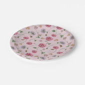 ピンク&パープルフローラつる植物紙プレート ペーパープレート (アングル)