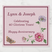 ピンク&パープルフローラつる植物 スパークリングワインラベル (シングルラベル)