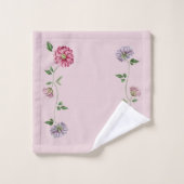 ピンク&パープルフローラつる植物 バスタオルセット (ウォッシュタオル)