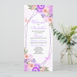 ピンク&パープルフローラキンセアニェラプログラム 招待状