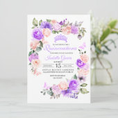 ピンク&パープルフローラキンセアニェラ誕生日 招待状 (スタンド正面)