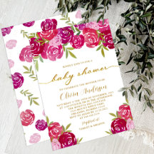 ピンク&パープルフローラバラベビーガールシャワー
