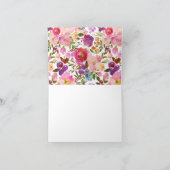 ピンク&パープルフローラブライダルシャワーありがとう サンキューカード (内部)