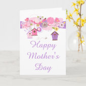 ピンク&パープルフローラマザーズデイカード カード (黄色い花)