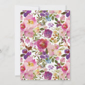 ピンク&パープルフローラ誕生日パーティーの招待 招待状 (裏面)