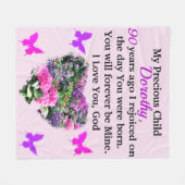 ピンク·パープルフローラ90カスタムth誕生日 フリースブランケット (正面(横))