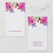 ピンク&パープルブライトモダンフローラシックはっきりした 名刺 (正面/裏面)